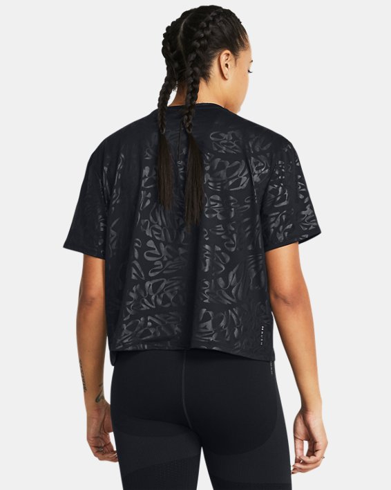 Women's UA Vanish Energy Emboss Crop Short Sleeve, Black, pdpMainDesktop image number 1
